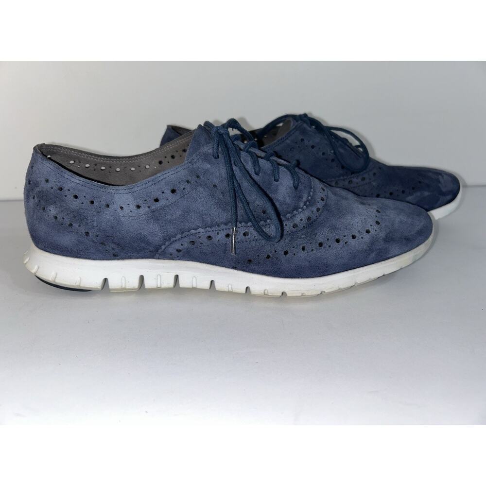 Cole Haan Zerogrand Women’s Blue Suede Wingtip Oxfords W05157 Size 9B